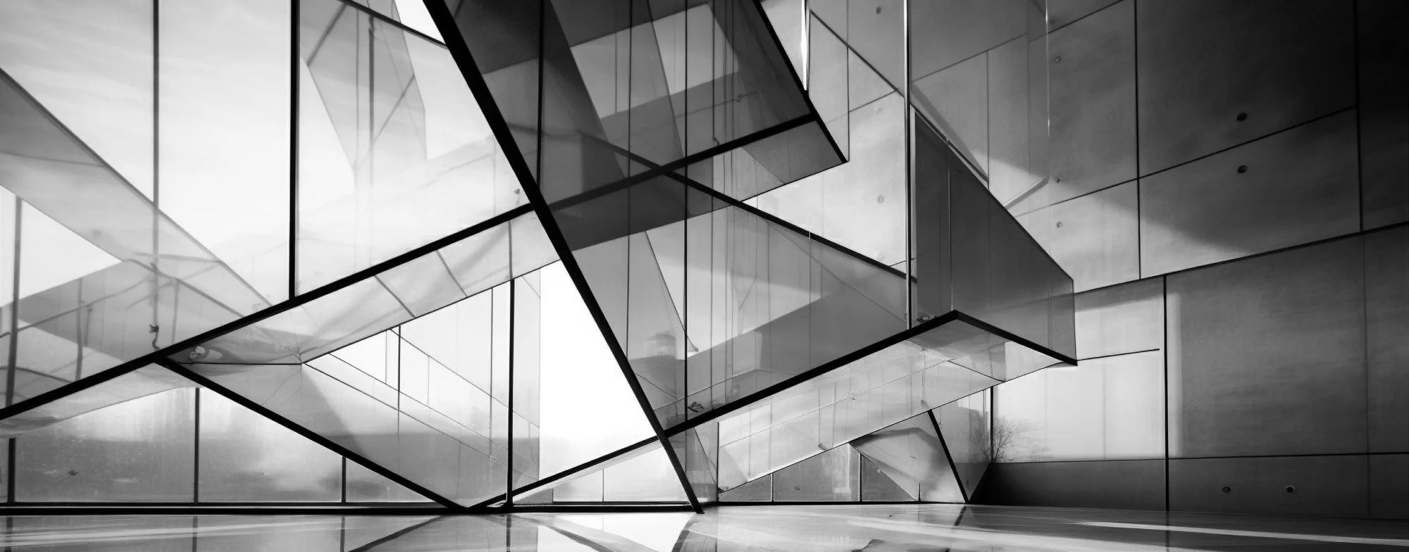 Black and white geometric building glass